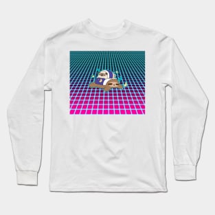 Sleepy Pug and Sloth Vaporwave Long Sleeve T-Shirt